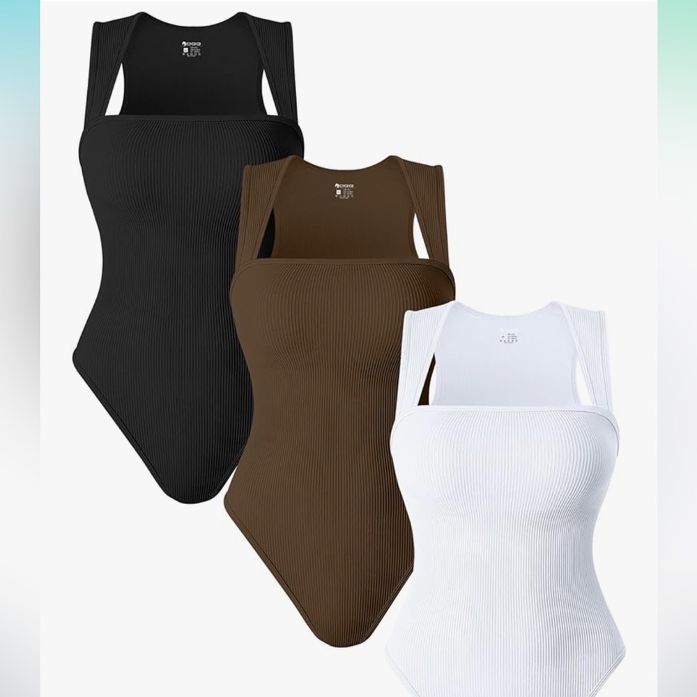 Brown white and black tank top body suits